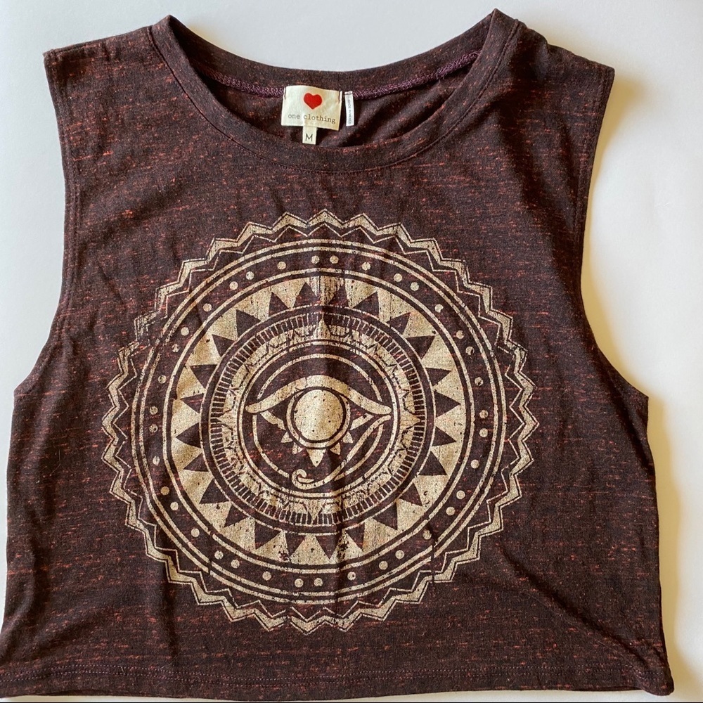One clothing crop shirt brown size med